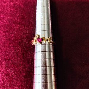 14K Gold and Ruby Love Ring